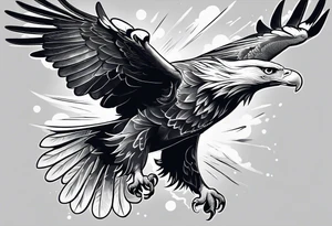 A majestic eagle soaring high in the sky, wings fully spread, capturing the essence of freedom and power tattoo idea