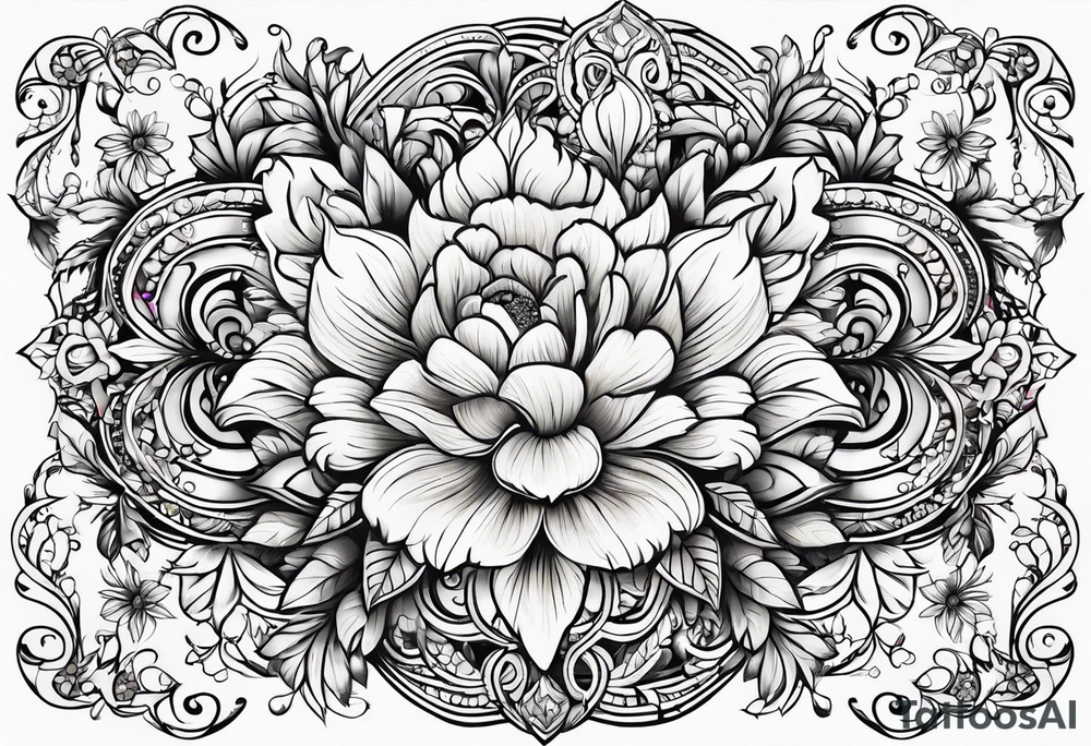 ornaments of flowers tattoo idea