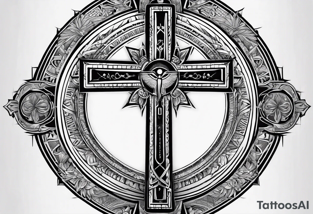 Egyptian cross with light beam shining down tattoo idea
