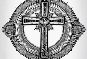 Egyptian cross with light beam shining down tattoo idea