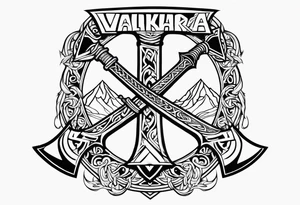 Valhalla 
 sword axe valknut dragon tattoo idea