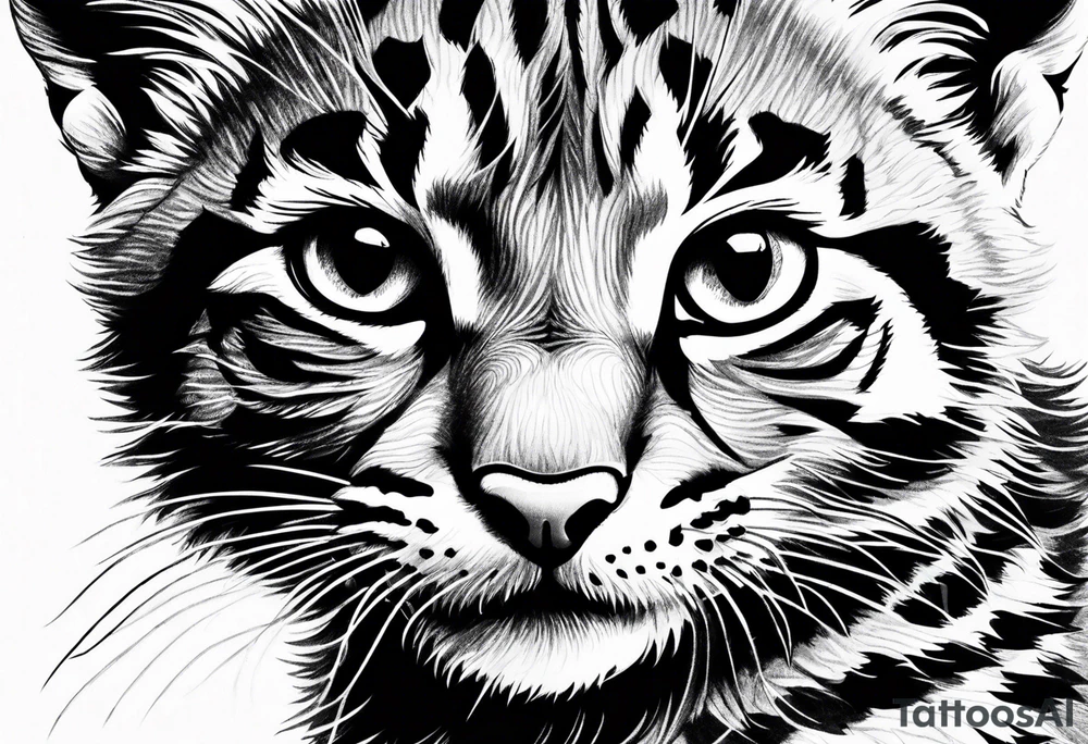 Super cute happy wildcat cub tattoo idea