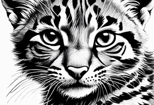 Super cute happy wildcat cub tattoo idea