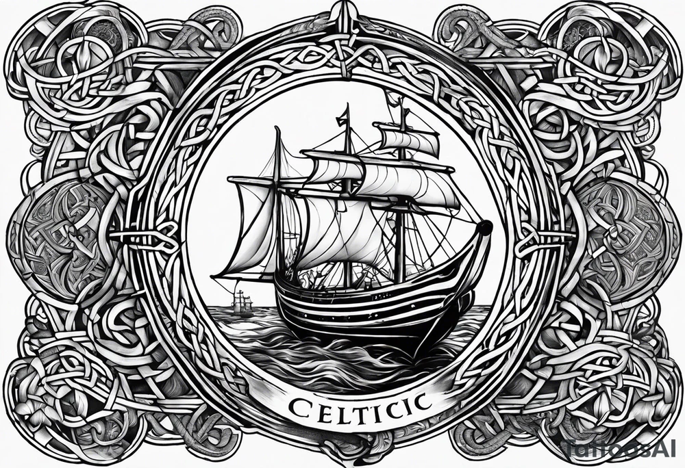 Celtic nautical scene, forearm, half sleeve, anchor, compass tattoo idea
