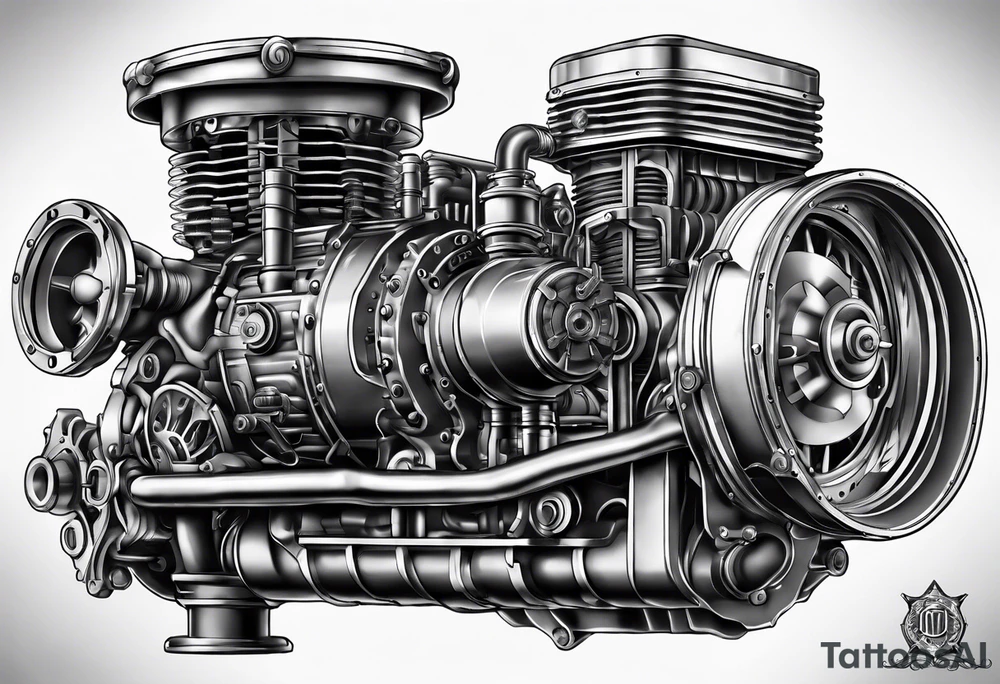 Gas engine components tattoo idea