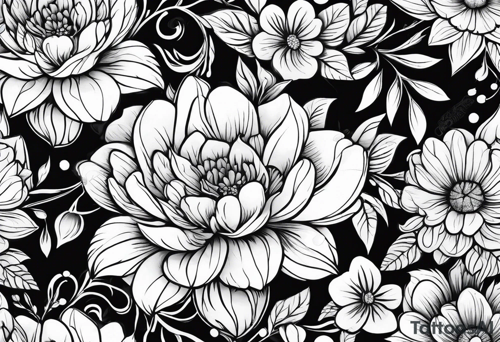 Paw print made with flowers tattoo idea