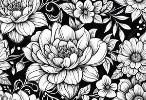 Paw print made with flowers tattoo idea