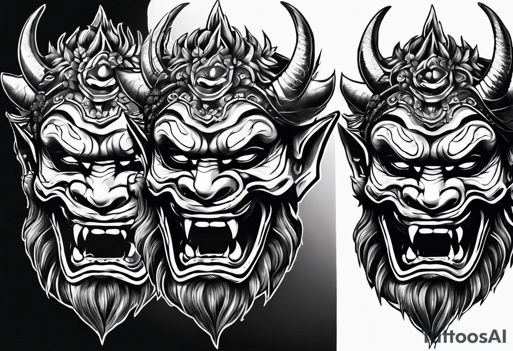 Undead oni mask tattoo idea