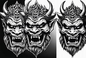 Undead oni mask tattoo idea