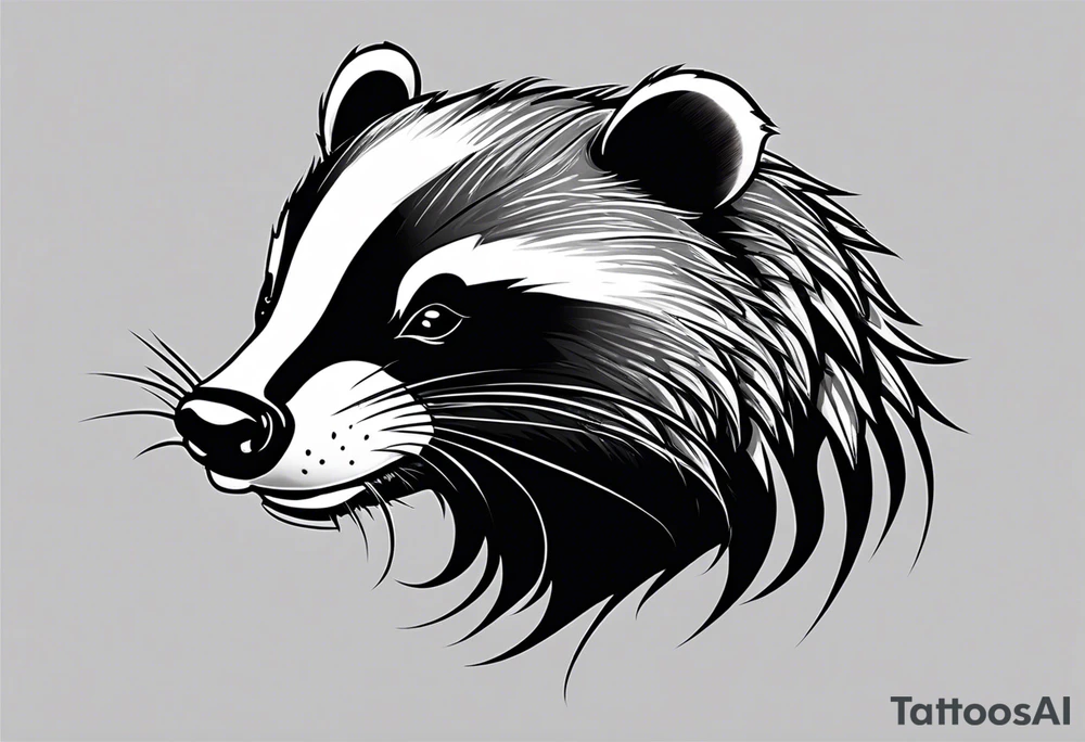 Draw me badger with aggressive full body, killer face with cute smile, very long nails and he attacks like a Turkish gladiator to enemy and also he has very deadly looking. The only weapon is his braveness he fights with his nails. Everybody scares after their first sight but then they like him. tattoo idea