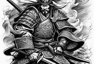 Samurai in battle tattoo idea