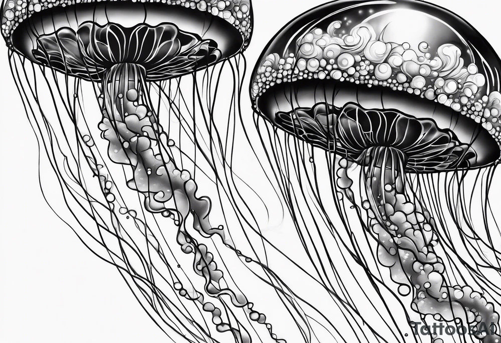 Jellyfish swimming bubbles tattoo idea