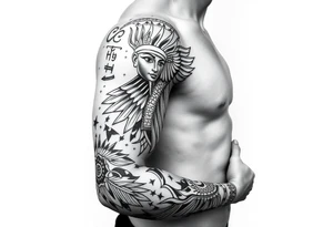 Egyptian theme . Add more elements. I have Egyptian symbols also so I want to connect them tattoo idea