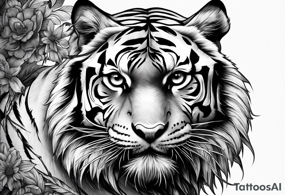 Tiger with an owl tattoo idea