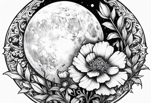 Moon and carnation sun tattoo idea