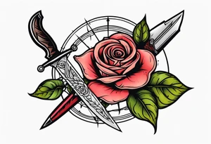 Messer mit Stacheldraht und Rose tattoo idea