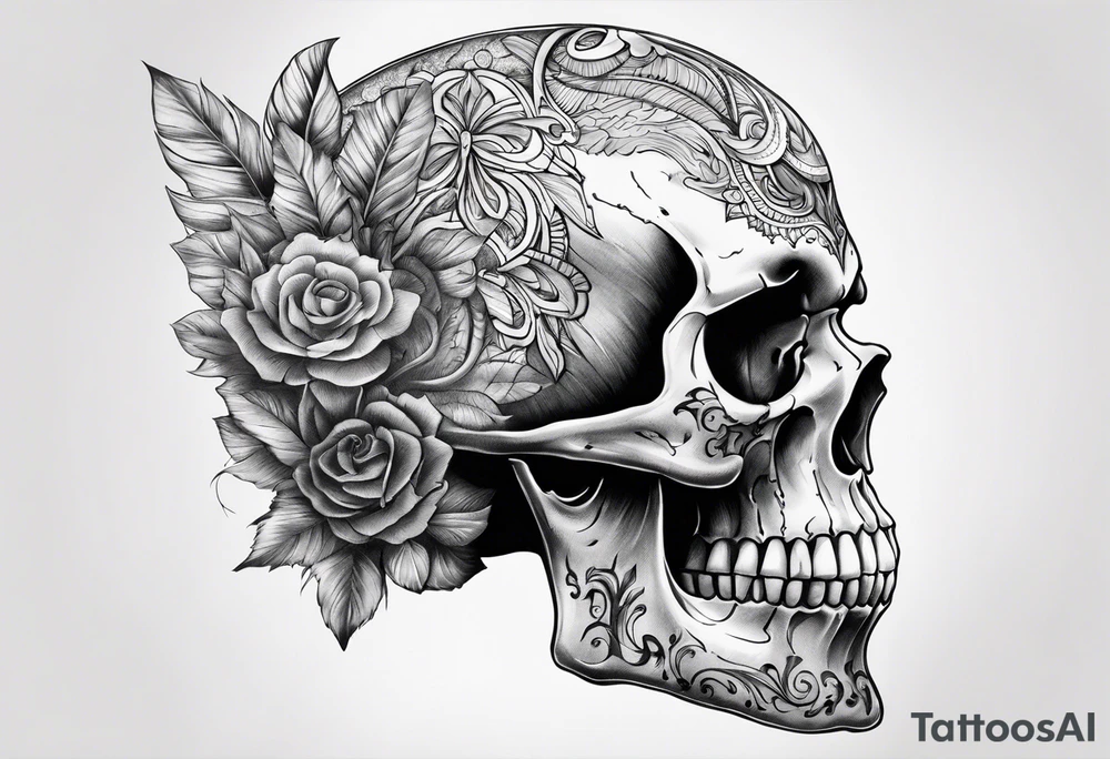 Skull from the side tattoo idea