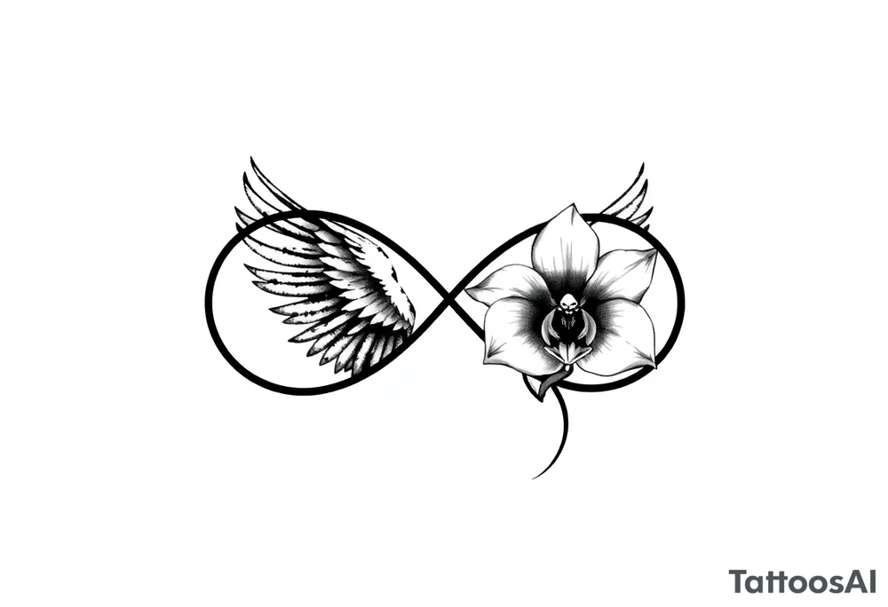 infinity loop with wings inside and an orchid tattoo idea