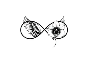 infinity loop with wings inside and an orchid tattoo idea