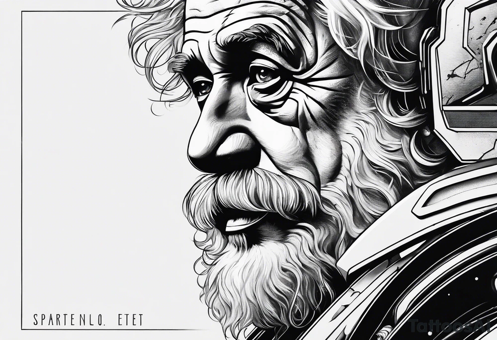 spartan, outer space, einstein, sleeve tattoo idea