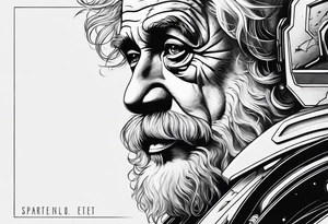 spartan, outer space, einstein, sleeve tattoo idea