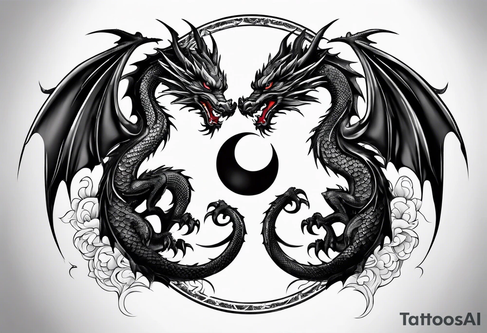 2 dragons in a yin and yang shape tattoo idea