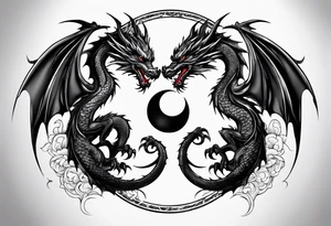 2 dragons in a yin and yang shape tattoo idea