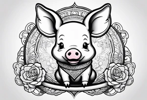 cute piglet with text 'friends not food' tattoo idea