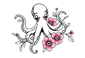 octopus and flowers tattoo idea