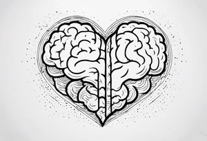 Brain, heart sign, love, heart break makes you strong, worth it, pain makes you stronger, strength with small aspects of plane, travel, passion, growth inside tattoo idea