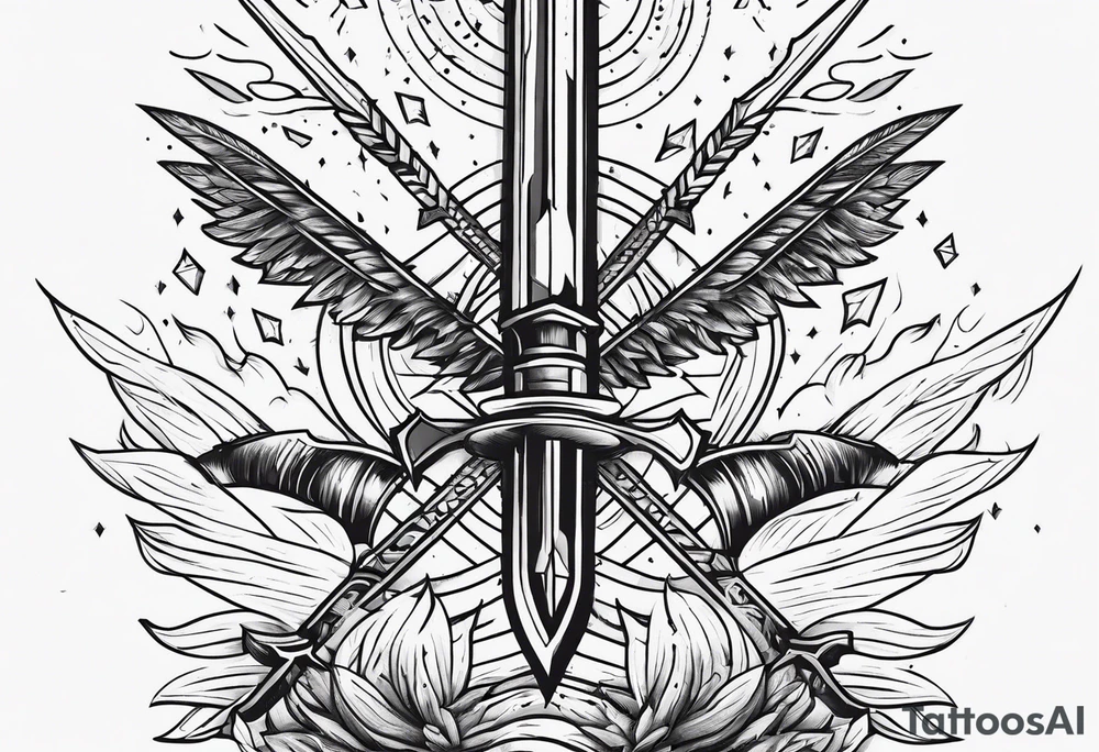 flaming arrows raining down from sky tattoo idea