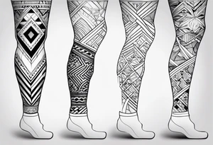 pattern geometric full male leg sleeve tattoo idea