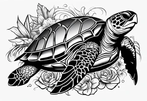 black and white, poly tribal, great white, sea turtle and broken anchor tattoo idea