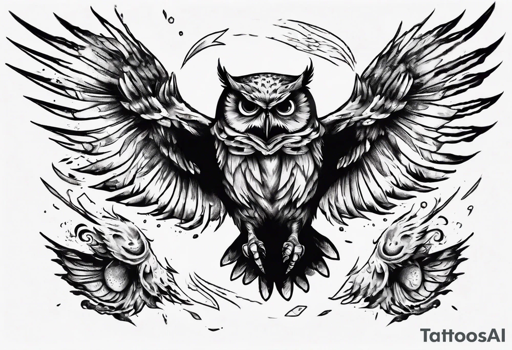 Demonic Owl Flying Attack. tattoo idea