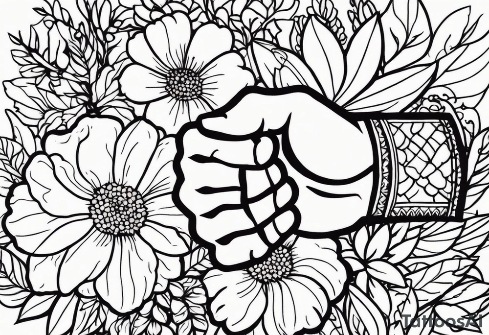 fist in air
vintage flowers
old school vintage simple traditional design 



bold color simple tattoo idea