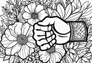 fist in air
vintage flowers
old school vintage simple traditional design 



bold color simple tattoo idea