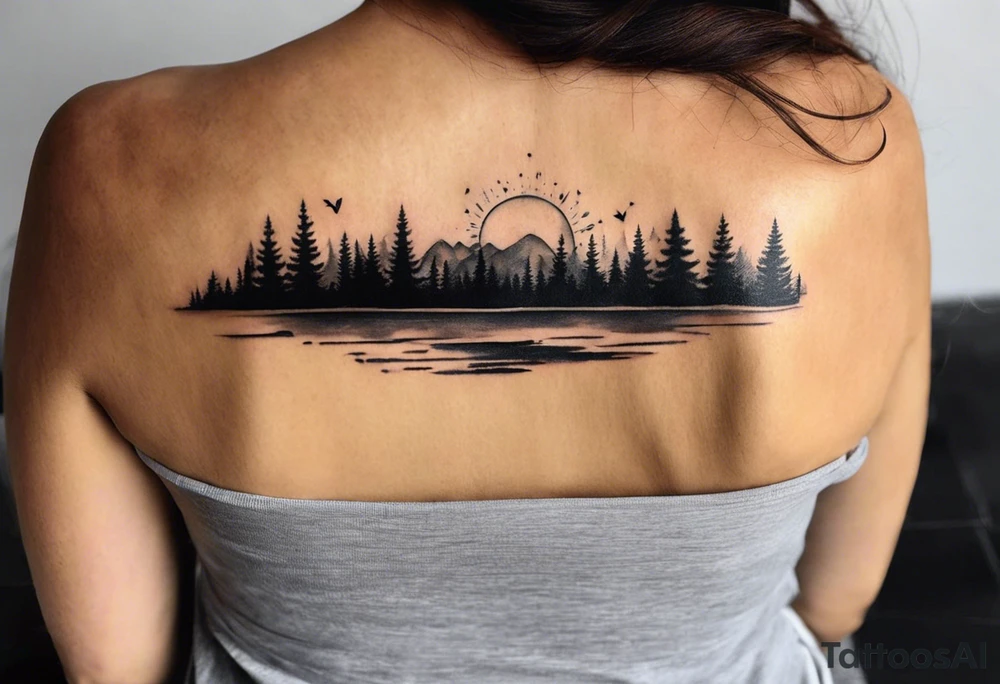 I want a tatoo on my back to show my life journey with a minimalist style. 
. Until January 9,2023, at the age of 45, my life was dark, painful, and repeating patterns of unimaginable trauma and abuse. On January 9, 2023, my current abuser was going to kill me. I had excepted my fate and was ready for it all to stop. However, in a second of time, I chose to live and escaped. After a year a healing my inner child, facing my inner demons and heavy shadow work, my inner child and I found our self worth. We've learned to love and except all that we are, and see the world with fresh eyes. The world is so colorful now. Energies surround us. We are no longer in constant survival mode, and we will spend every second we have left living. tattoo idea