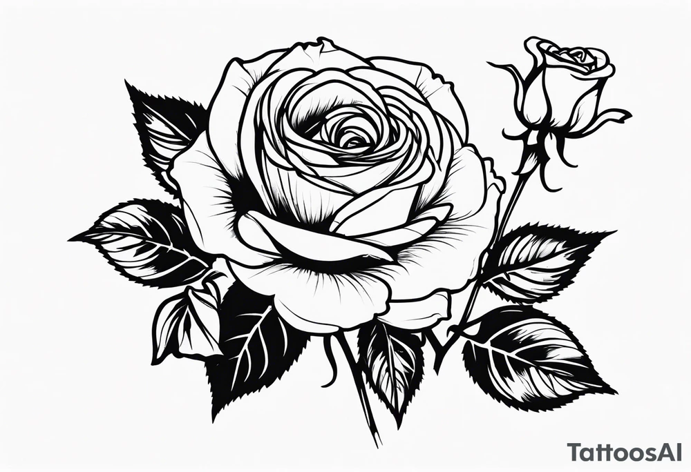 Wilting rose with smaller roses blossoming tattoo idea