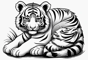 Baby tiger and baby panda hanging out tattoo idea
