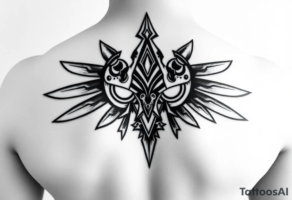 zelda ocerina of time, majoras mask, twilight princess full back tattoo idea