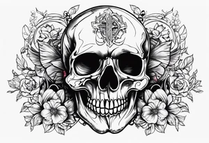 Memento mori writen skull sleeve tattoo design tattoo idea
