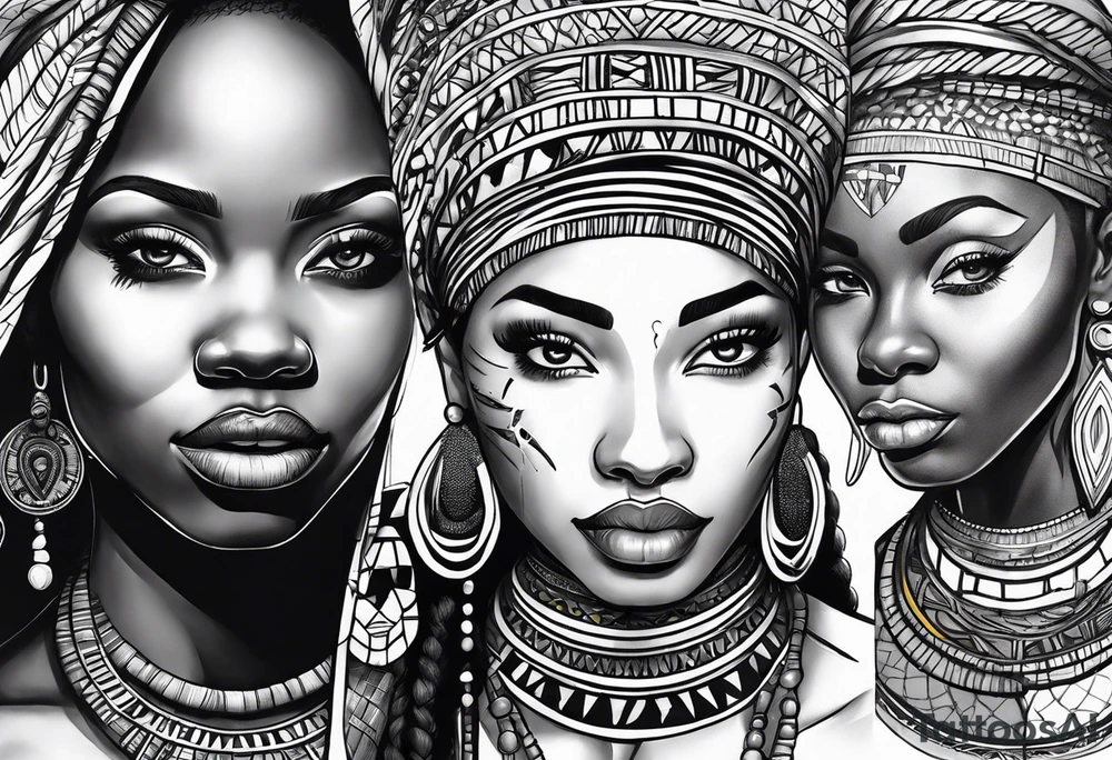 african faces cultural tattoo idea
