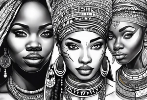 african faces cultural tattoo idea