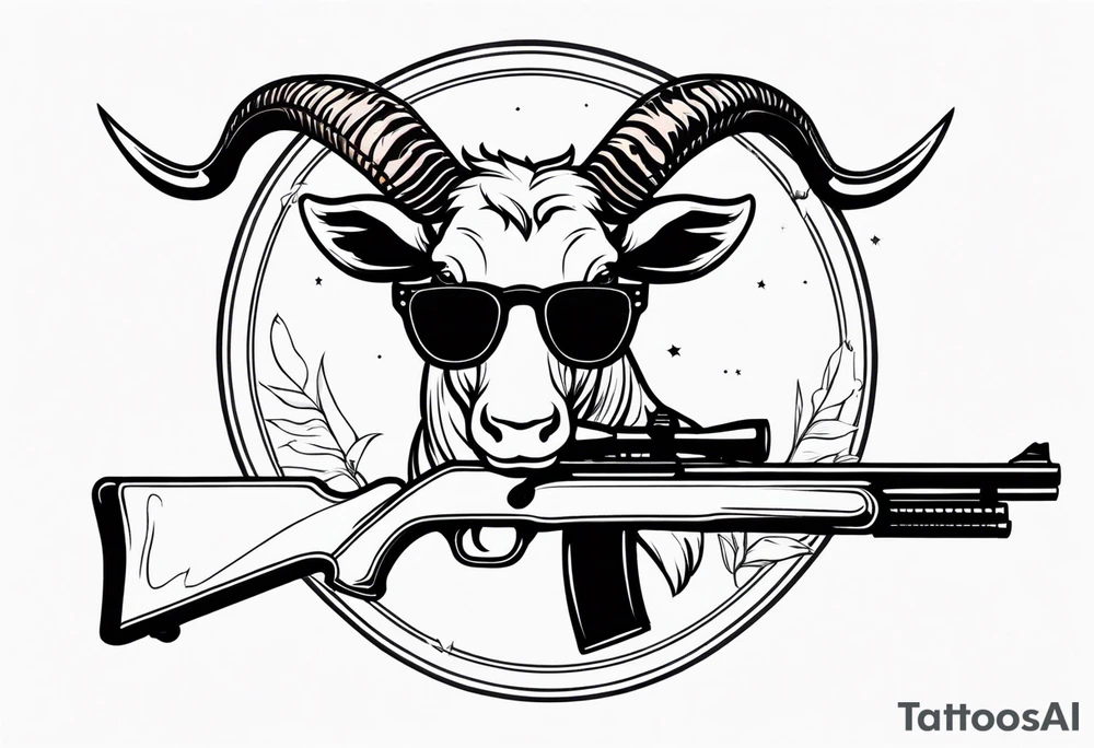 capricorn with sunglasses and shotgun tattoo idea