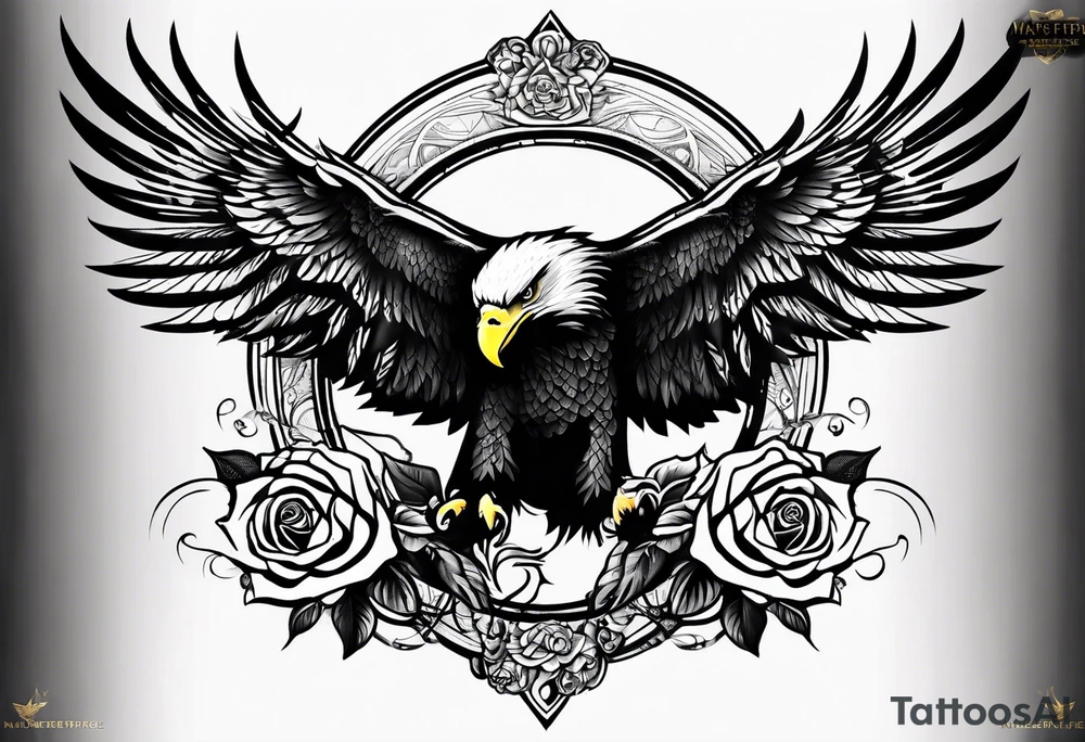 forearm tattoo
eagle wing including a stylish rose with first name Isa encrypted tattoo idea