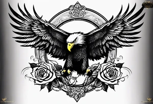 forearm tattoo
eagle wing including a stylish rose with first name Isa encrypted tattoo idea