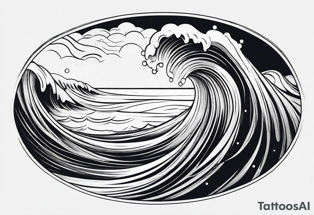 Simple ocean line wave inside of a square tattoo idea