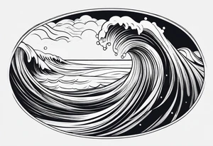 Simple ocean line wave inside of a square tattoo idea