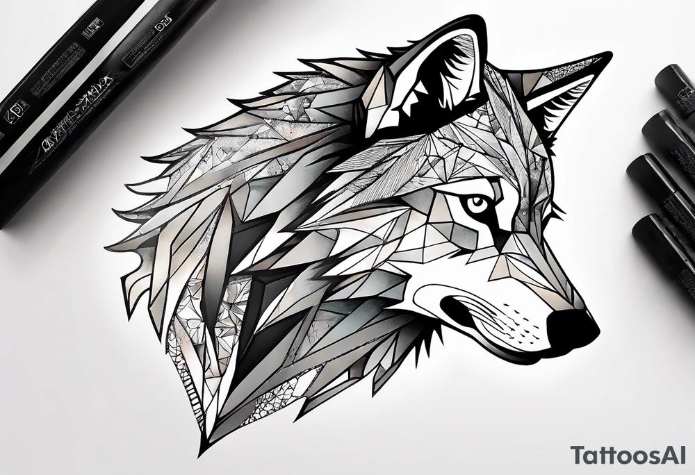 Constellation, animal wolf snow , géométric tattoo idea