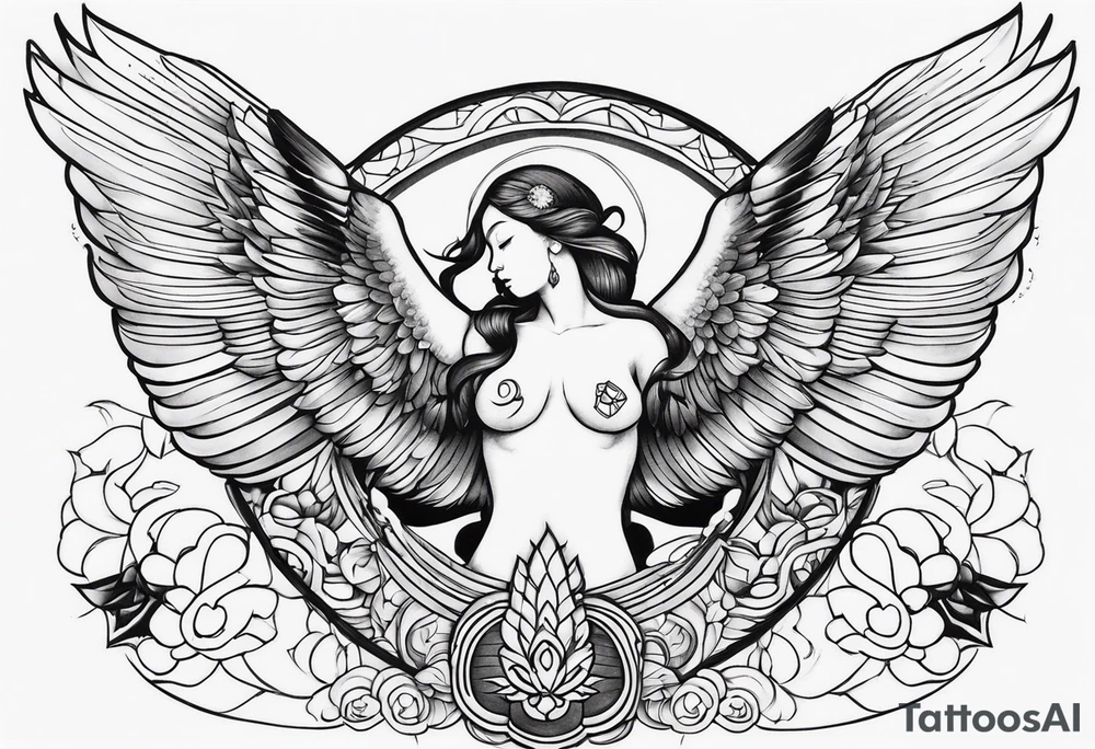 Anjo com arma na mao tattoo idea